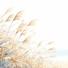 Gentle Breeze Kisses Golden Grasses on Sandy Shores - Ideal for Coastal Scenery and Travel Graphics