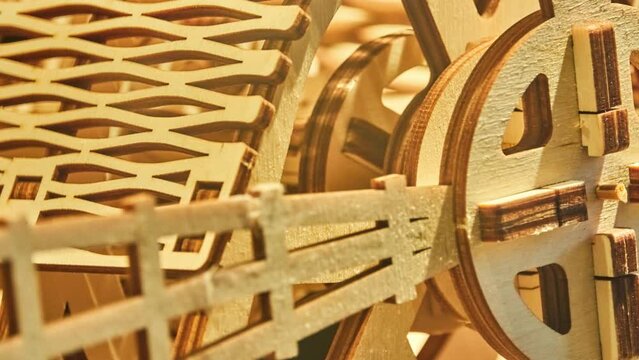 Wooden mechanism that consists of several gears