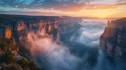 Picturesque canyon landscape at dawn