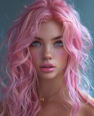 portrait of beautiful woman in blue dress