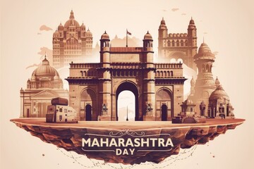 maharashtra day vector concept. famous maharashtra monuments. - obrazy, fototapety, plakaty