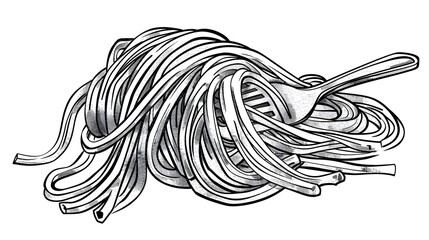 Hand drawn spaghetti line art on the white background
