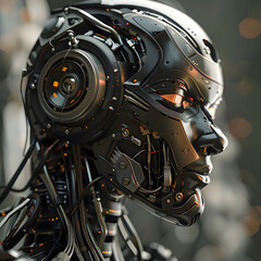 Futuristic AI Symbol: Captivating Close-Up of Robotic Head