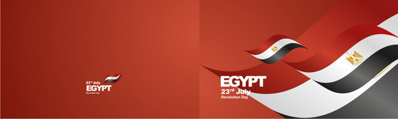 Egypt Revolution Day flag ribbon two fold landscape background