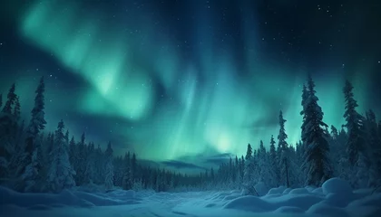 Foto op Canvas Aurora borealis. Northern lights in winter for Christmas. AI-Generated Image © Pixel Stock