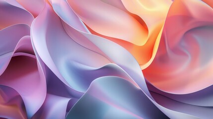 Vividly colored abstract waves undulating with a fluid sense of movement and light, silk fabric pastel color palette, background - obrazy, fototapety, plakaty