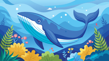 blue whale at the bottom of the sea-