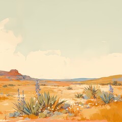 A captivating desert scene with a majestic horizon and lush vegetation, perfect for evoking wanderlust in travel marketing materials.