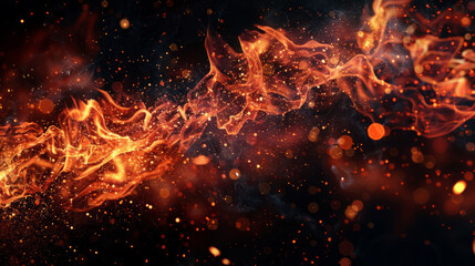 Fototapeta na wymiar A long, fiery stream of sparks is shown in the image