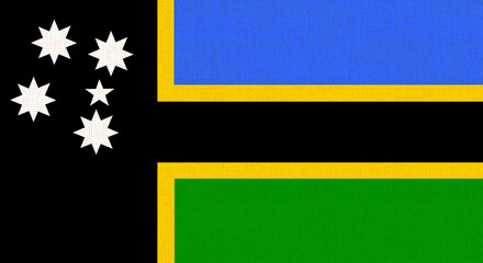 Australian South Sea Islanders flag on fabric surface. Illustration of flag