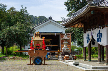 A small portable shrine at a Japanese spring festival