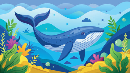 blue whale at the bottom of the sea-
