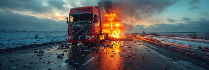 Centerpiece truck in highway pileup