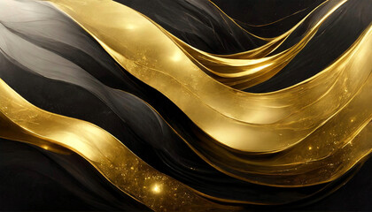 Universal abstract black gold background, illustration.