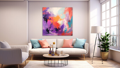 Colorful Abstract Expressionist Wall Art. AI-Generated Image