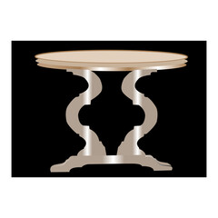 This is  a wood and metal table . this table design vector .gradient color and black background