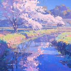 Blooming Trees and Clear Waters - A Pastoral Delight