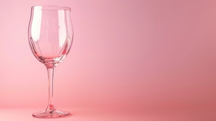 Empty wine glass on pink background with soft lighting