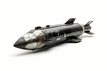 Nuclear bomb. Nuclear aerial bomb. Atomic rocket on a white background