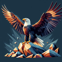 cartoon  eagle in low poly style
