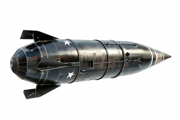 Nuclear bomb. Nuclear aerial bomb. Atomic rocket on a white background