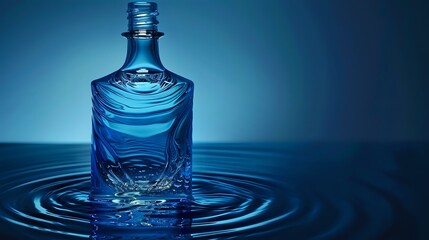 Timeless Blue Glass Bottle with Elegant Motion Ripple