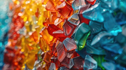 Fragments of Colorful Plastic on a Gray Base
