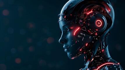 cyborg on digital background