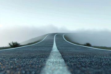 AI Generated serene road leading into the misty horizon, a metaphor for uncertainty and the beauty of exploration