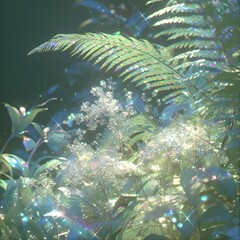 Ethereal Fern and Flower Vignette for Enchanted Landscapes