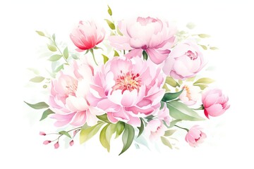 Lush peony bouquet in soft pastel shades, suitable for a feminine bedroom or elegant bathroom, offering a luxurious and soothing visual experience
