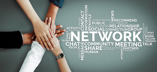 Human Resources Recruitment and People Networking Concept. Modern graphic interface showing...