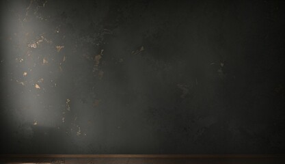 room with spotlights on the wall. old damaged dark vintage blurred wall paper background. Very...