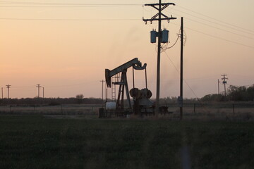 oil pump at sunset
