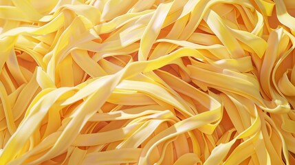 Pasta background. A close up of a pile of yellow noodles made from plant based ingredient. These staple food is commonly used in Asian cuisine dishes.