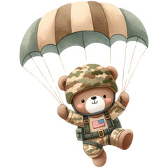 cute watercolor military bear, Soldier Clipart,Army,Navy,Air Force,Veterans Day,4th of July ,Patriotic Bear