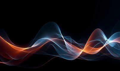 Futuristic abstract background with glowing waves. 3d audio soundwave visualization of sound. Colorful music pulse oscillation as impulse pattern. Signal waveform digital beats volume. - obrazy, fototapety, plakaty