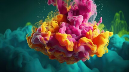 Multicolored Ink, Flowable and Dispersible in Water, Organic Shapes and Bright Colors