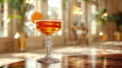 Sidecar with a sugared rim, in a vintage coupe glass, elegant soirÃ©e - obrazy, fototapety, plakaty
