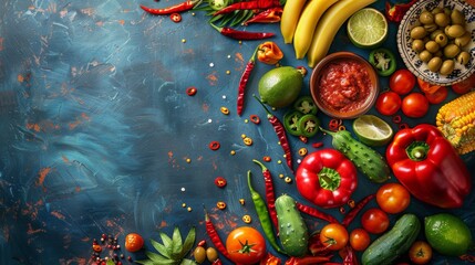 Assorted Fruits and Vegetables Painting - obrazy, fototapety, plakaty