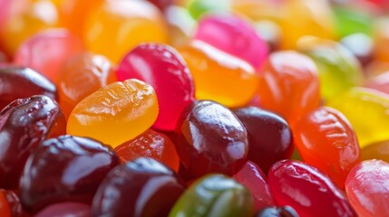 A close up of a pile of jelly beans in various colors, AI