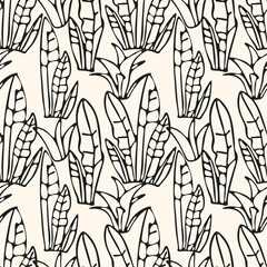 Seamless pattern with algae. Decorative seamless natural ornament.