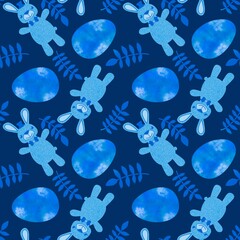 Easter animals bunnies seamless rabbit and eggs pattern for wrapping paper and kids clothes print and party accessories