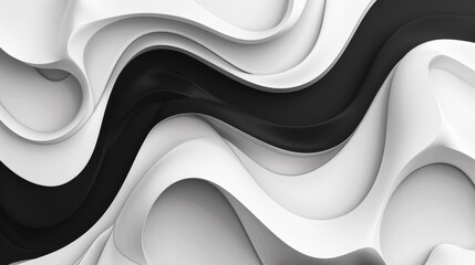 A black and white abstract background with wavy lines, AI - obrazy, fototapety, plakaty