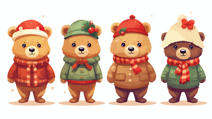 Christmas kids teddy bear costume. Winter party hol - obrazy, fototapety, plakaty