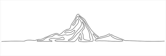 One continuous editable line drawing of mountain range landscape vector illustration. Editable stroke