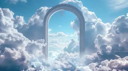 Rolgordijnen Gates of Heaven. Sky landscape with archway and clouds © Ibad