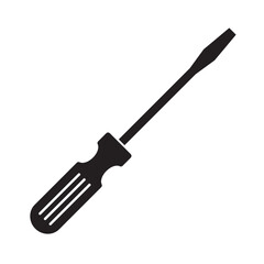 Screwdriver Icon isolated on white background. Tool Illustration As a Simple Vector Sign  Trendy Symbol for Design and Websites, Presentation or Mobile App. Simple black flat screwdriver icon symbol
