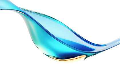 Abstract liquid glass shape with colorful reflections. Ribbon of curved water with glossy color wavy fluid motion. Chromatic dispersion flying and thin film spectral effect.