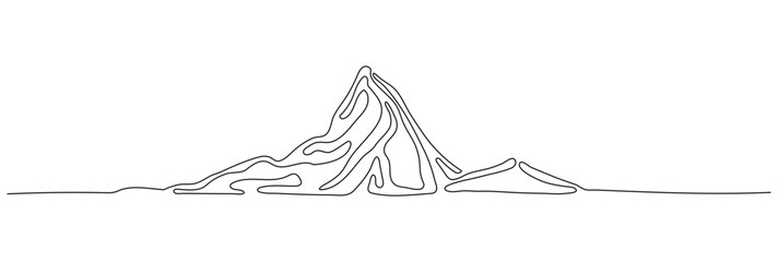 One continuous editable line drawing of mountain range landscape vector illustration. Editable stroke